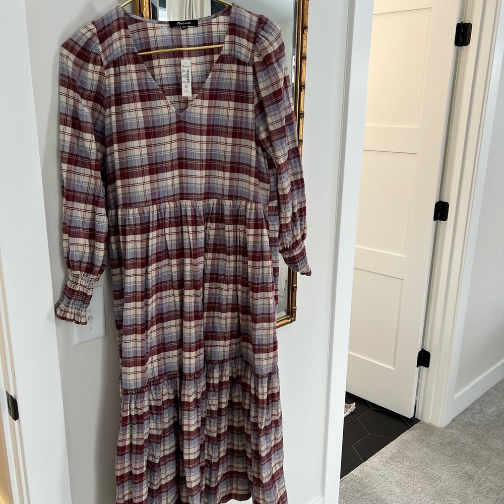 NWT Madewell plaid flannel midi dress